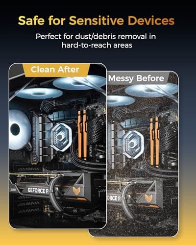 Compressed Air Duster, 130000RPM Super Power Cordless Electric Air Duster with Fast Charging, 8-Speed Adjustable Rechargeable Brushless Blower for Computer, Keyboard, Car, House and Outdoor Use - Thumbnail 5