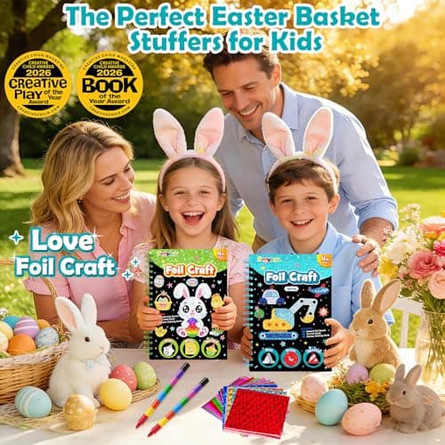FUNNYB&G Foil Art Crafts for Kids Ages 4-8: Easter Basket Stuffers Essentials for Kids 2026, Easter Gifts for Boys, Crafts Supplies,Party Favors,Creative Toys for Kids 4 5 6 7 8 Years Old (Vehicle) - Thumbnail 6