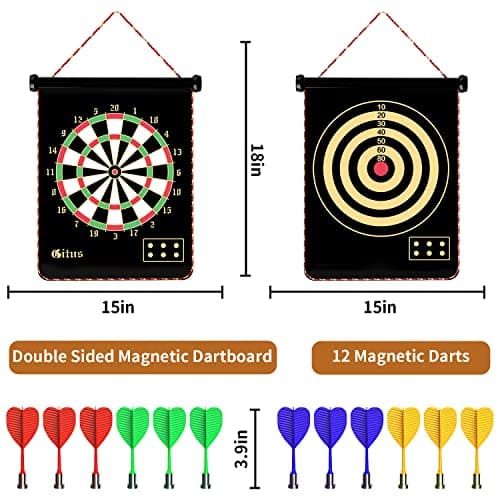 Gitus Magnetic Dart Board Indoor Outdoor Games for Kids with 12 Darts, Gifts for Teenage Boys Teen Boys Gifts Ideas Toys Gifts for 8 9 10 11 12 13 Year Old Boy Game Room Decor - Thumbnail 4