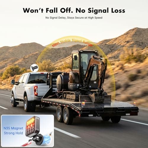 Solar Wireless Trailer Lights – Turn/Brake/Run/Stop/Alert Modes, IPX6 Waterproof, Magnetic LED with Reflectors & USB-C Fast Charging, Rechargeable Kit for Trucks, Boats, RV, Campers - Thumbnail 4