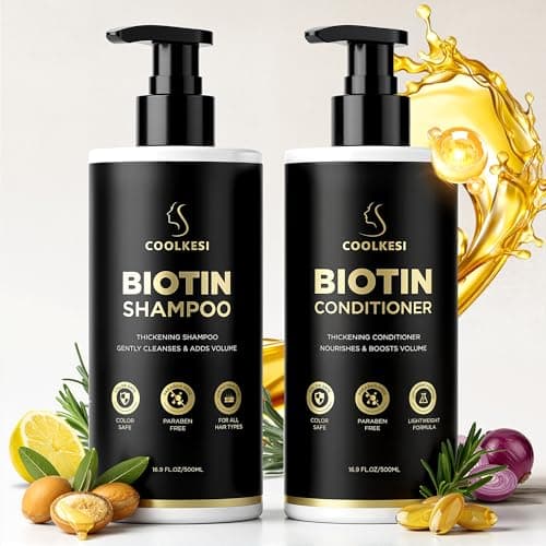 Tripeptide-Infused Biotin Hair Growth Shampoo and Conditioner Set, Onion Anti-Loss Volumizing Moisturizing Treatment for Soft Shine Hair, Dandruff Routine Shampoo for Men and Women, 2x16.9oz - Image 1