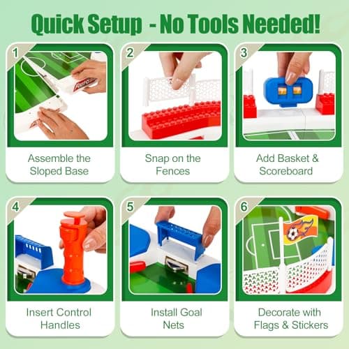 Mini Foosball Table Soccer Board Games for Kids&Adults Indoor Tabletop Football Toys Pinball Machine Family Game & Birthday Christmas Soccer Gifts for Boys 6 7 8-12 Years - Thumbnail 5