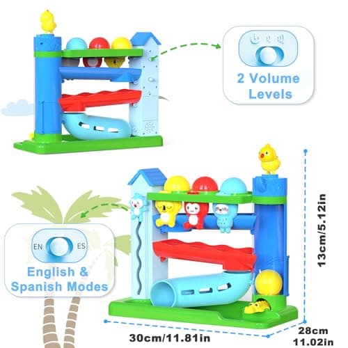 Ussybaby Hammer Toddler Musical Toys, Light-Up Baby Musical Toy for 1-2 Year Old Boys & Girls,STEM Educational Toy with English & Spanish, for Ages 6-9,9-12,12-18,18-24+ Months - Thumbnail 6