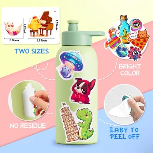 HUIWJH 400Pcs Cute Water Bottle Stickers for Teens Adults, Funny Waterproof Vinyl Decal Pack for Laptop Skateboard Fridge Luggage Aesthetic Stickers for Party Favors School Rewards - Thumbnail 4