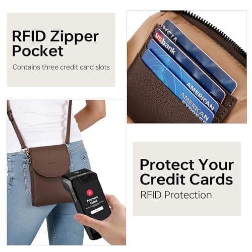 Kiss Sea Small Purses for Women Cell Phone Crossbody Bag with Adjustable Strap RFID Blocking Credit Card Slots Brown - Thumbnail 3