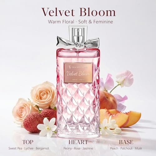 Perfume for Women, Alcohol-Free Long Lasting Floral Fragrance, Light & Soft Scent with Rose, Jasmine & Peony, Peach, Patchouli & Musk Base, 100ml / 3.4 fl oz, Gift for Women & Moms (Velvet Bloom) - Thumbnail 4