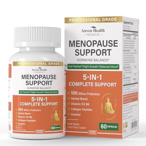 Anven Health Menopause Supplements for Women, Vitamin D3 & B6, Menopause Relief Probiotics Supports Hot Flashes, Night Sweats, Bloating & Gut Health with Black Cohosh, Herbs, Collagen | 60 Veggie Caps - Image 1