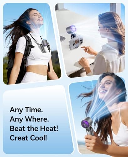KIMMOO Mini Portable Handheld Turbo Fan, Small but Mighty, 12 Hours Long-Lasting, 199-Speed Rechargeable battery Hand Held Fans, Personal Cooling Fan for Outdoor Travel, Gifts for Women & Men (Grey) - Thumbnail 6