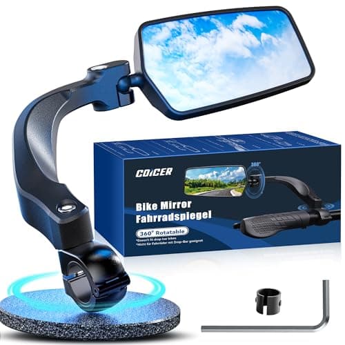 COICER Bicycle Mirror for Handlebar, E Bike Mirror Handlebar Mount Rearview