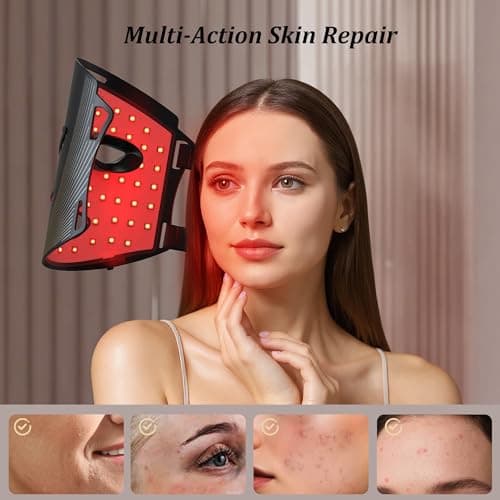 CUEME Red Light Therapy for Face, FDA-Cleared LED Light Therapy Mask for Wrinkles, Acne Treatment, and Skin Care, Portable Facial Mask for Women - Mom, Sister, Girlfriend, and Wife - Thumbnail 3