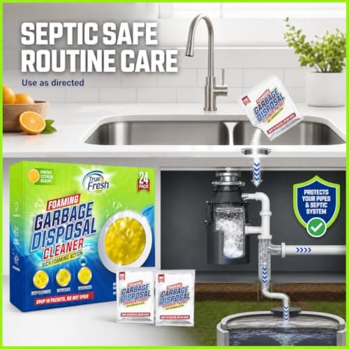 True Fresh Garbage Disposal Cleaner Powder Packets, Large 15g Drop-In Sink Packets, Deep Foaming Sink & Drain Cleaner for Grease & Residue, Disposal Cleaner and Deodorizer, Fresh Citrus Scent, 24 Pack - Thumbnail 3
