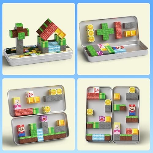 MEIQ Mini Magnetic Blocks STEM Toys for Kids Ages 3-8, 35PCS Travel Building Set with Magnetic Storage Tin Box, Educational Construction Toys for Toddlers, Preschool Birthday Gift for Boys & Girls - Thumbnail 2