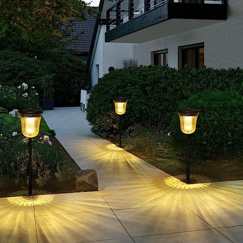 WTGEGF Solar Pathway Lights, 6 Pack 200 Lumens Super Bright Solar Lights Outdoor Waterproof with 2 Lighting Modes, Auto On/Off Outdoor Solar Lights for Yard, Walkway, Lawn, Driveway, Path,Outside
