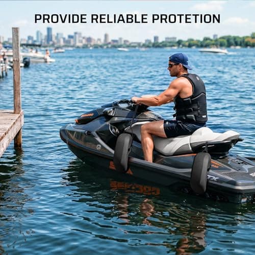 Ehaho PWC Fenders, Jet Ski Bumpers 2 Pack, Portable Boat Gear for Docking, Premium EVA PWC Bumpers with Secure Rub Rail Grip and Knotless Strap System, Compact Storage for Sea-Doo, WaveRunner - Thumbnail 5