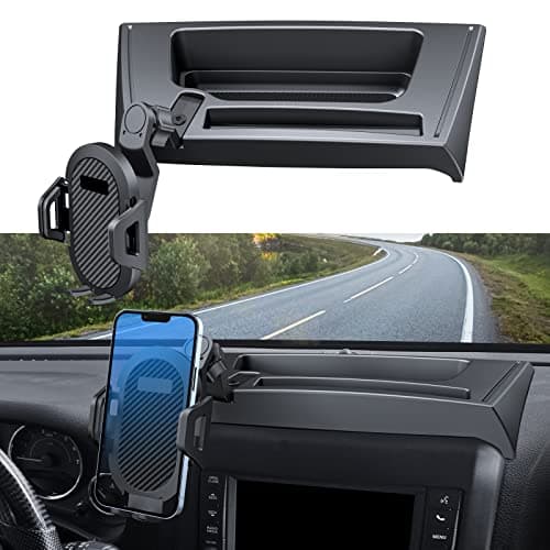 DIAMOOKY Upgraded Phone Mount for Jeep Wrangler JK JKU 2018 2017 2016 2015 2014 2013 2012 2011, Dash Multi-Mount Phone Holder Kit w/Storage Tray Interior Accessories - Image 1