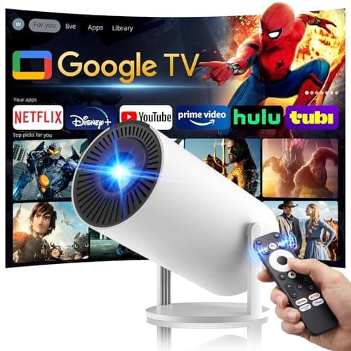 [320ANSI/Google Store/Voice Control] Smart Projector with WiFi and Bluetooth, 10,000+ Apps, Pericat 4K UHD Home Theater Portable Mini Movie Projector, Indoor & Outdoor Use [180° & Netflix-Compatible] - Image 1