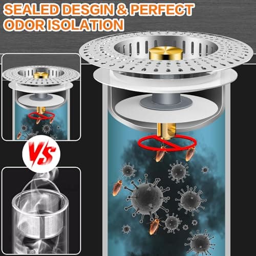 Kitchen Sink Drain Strainer, 18/8 Stainless Steel, Sink Stopper Kitchen Drain - Thumbnail 6