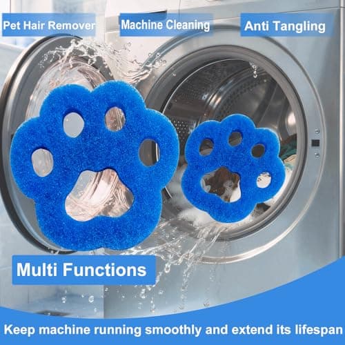 Pet Hair Remover for Laundry, 6PCS Reusable Dog & Cat Hair Remover Tool - Removes Pet Fur, Hair, Lint, Dander from Clothes &Washing Machine. (Blue, cat paw) - Thumbnail 3