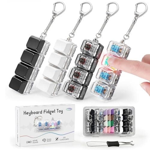 Keyboard Fidget Keychain, DIY RGB Lights Removable Keycaps, Stress Relief for Office Workers, Portable & Ideal Stress-Relief Gift - Image 1