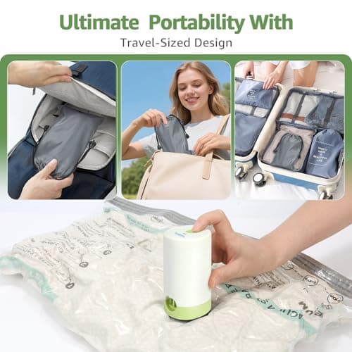 9 Packs Vacuum Bags for Travel with Rechargeable air Pump, 3 Sizes Vacuum Seal Bags for Clothing, Space-Saving Compression Storage Bags for Travel & Closet Organization - Thumbnail 6