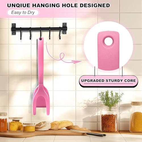 Silicone Spatulas, High Heat Resistant BPA Free Cooking Tongs, Silicone Kitchen Utensils, Spatula Tong, Egg Flipper Spatula for Non Stick Frying Pan, Ideal Cookware for Fish, Eggs, Pancakes - Thumbnail 5
