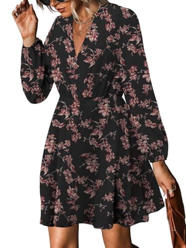 MixShe Summer Dresses for Women 2025 Wedding Guest Dress Fall Fashion Italian Outfits Elegant Classy Homecoming Clothing Plus Size Beach Vacation Clothes B Black Floral Medium - Image 1