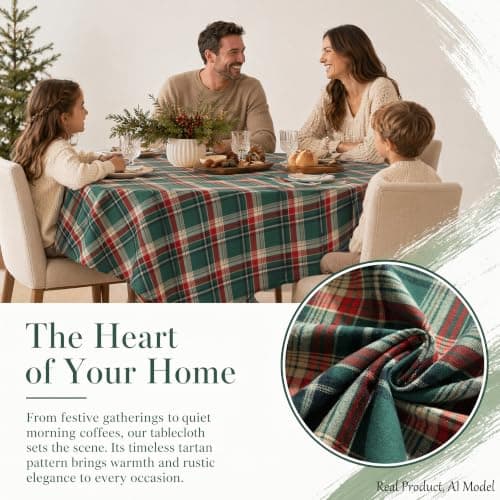 UWWGKK 55x55 Inch Plaid Tablecloth Square Woven Checkered Table Cover - Thumbnail 4