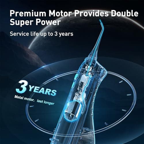 COSLUS Water Dental Flosser Teeth Pick C20: ADA Accepted, Portable Cordless Oral Irrigator 300ML Rechargeable Travel Irrigation Cleaner IPX7 Waterproof Electric Flossing Machine for Teeth, Black - Thumbnail 6
