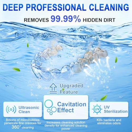 Ultrasonic Retainer Cleaner, Retainer Cleaner Machine, Aligner Cleaner, Nightguard Cleaner, Mouthguard Cleaner, Denture Cleaner. Ultrasonic Cleaner for Braces, Aligner, Toothbrush, Jewelry - Thumbnail 3