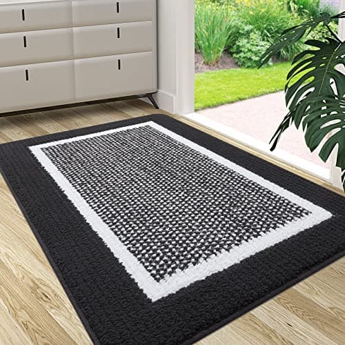 Colorxy Indoor Door Mat, Non-Slip Absorbent Resist Dirt Entrance Mat, Sturdy Low-Profile Inside Floor Carpet Mats, Washable Front Entry Doormats for Entryway, 59''x20'', Dark Grey - Image 1