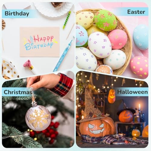 HOTU Glitter Markers Pen, 12 Glitter Colors Paint Pens Sparkly Metallic Shimmer Acrylic Marker Fine Point Tip 0.7mm Water-based Ink for Adults DIY Crafts Greeting Birthday Cards - Thumbnail 3