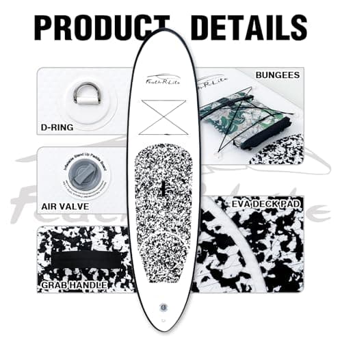 FEATH-R-LITE Inflatable Stand Up Paddle Board 10'x30''x6'' Ultra-Light (16.7lbs) SUP with Paddleboard Accessories,Three Fins,Adjustable Paddle, Pump,Backpack, Leash - Thumbnail 4