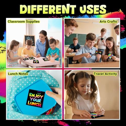 ZMLM 165 Pcs Rainbow Scratch Paper Art Notes - Crafts for Kids Ages 4-8, Classroom Prizes, 1st 2nd 3rd Grade School Activity Bulk, End of Year Student Gifts from Teacher - Thumbnail 5