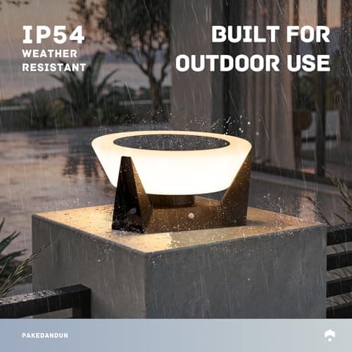 PAKEDANDUN 11" Solar Post Lights, IP54 Waterproof Solar Pillar Lights Outdoor, Dusk to Dawn Outdoor Lamp Post Light, Stainless Steel Column Lighting for Posts Outside Deck Patio Garden E26 Bulb - Thumbnail 4
