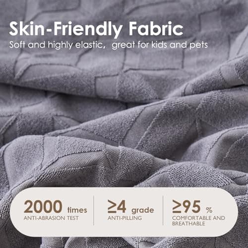 Couch Cushion Covers Waterproof, Stretch Sectional Couch Covers, Sofa Cushion Covers Washable, Non Slip Magic Sofa Covers, with Elastic Bottom and 2 Straps, Pet-Friendly (Large Single Seat Cover) - Thumbnail 3