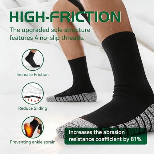 Black Socks for Men, Crew Socks for Men Athletic Feetures Cushioned with Arch Support Cotton Running Hiking Essentials Moisture Wicking,1-Pairs Premium Trial Pack - Thumbnail 6