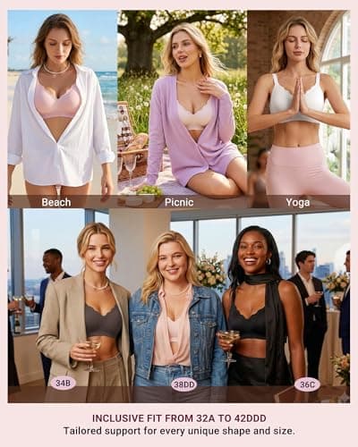 As Fairy Seamless Wireless Bras for Women No Underwire Full Coverage Jelly Lift Strong Support Push Up Comfort Bra Daily Wear Breathable Air Hole Design(White 36D) - Thumbnail 6