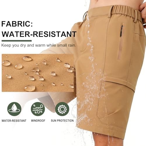 Men's 9" Hiking Cargo Shorts Quick Dry Stretch for Outdoor Work Golf Khaki - Thumbnail 5