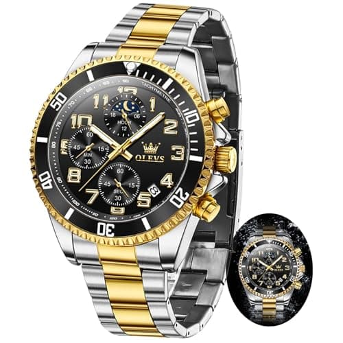 OLEVS Watches Black Man Chronograph Luxury Dress Moon Phase Casual Stainless Steel Waterproof Luminous Business Reloj De Hombre - Image 1