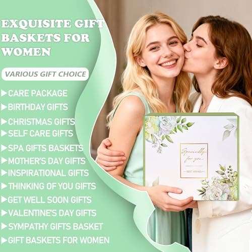Mother's Day Gift Basket for Women, 11-Piece Self Care Spa Gift Set with Cozy Blanket in Elegant Gift Box, Thinking of You, Get Well Soon and Sympathy Gifts for Mom, Wife, Sister - Thumbnail 3