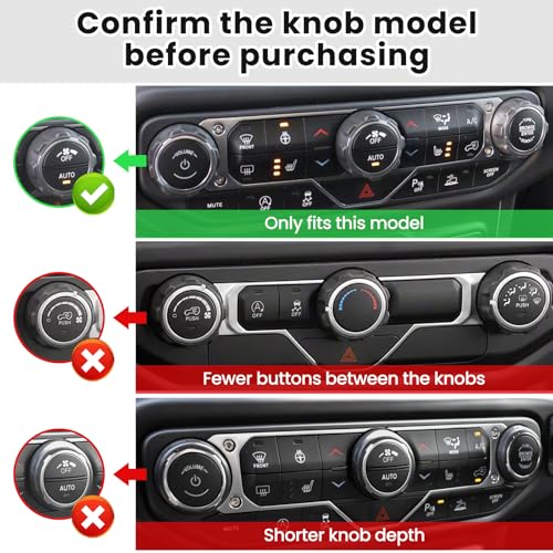 DIAMOOKY 12PCS Metal Button Knob Cover for Jeep Wrangler JL JLU 2018-2023 & Gladiator JT Accessories Window Switch Button Cover Volume Radio Headlight Switch Knob Cover Dashboard Air Vent Cover (Red) - Thumbnail 2