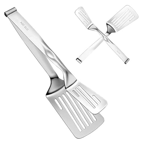 Professional 2-in-1 Spatula Tongs, Detachable 304 Stainless Steel Kitchen Tongs for Cooking, Heavy Duty Meat Spatula for Flipping Steak, Fish, Eggs, Dishwasher Safe, 10.2 Inches - Image 1
