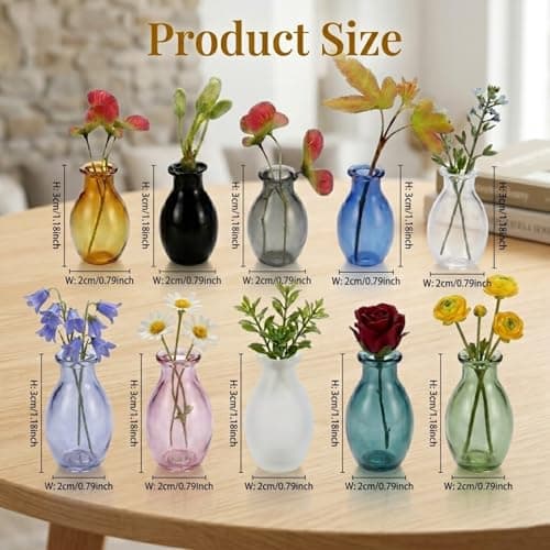 10Pcs Fridge Magnets, Mini Vase Magnets for Fridge with 10Pcs Artificial Flowers,Cute Glass Flowers Pot Refrigerator Magnets for Kitchen Home DIY Decoration,Gifts for Women Mom Family and Friends - Thumbnail 2