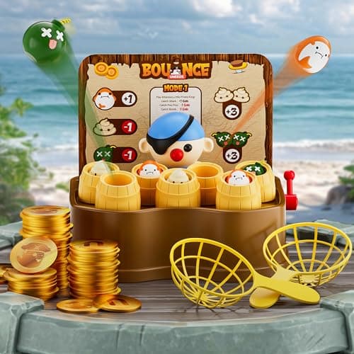 UNEEDE Pirate Bounce and Catch Game, Pop Up Pirate Toy with Shark, Bomb, and Poop Launchers, Interactive Board Game for Kids with Reward System, Perfect for Boys & Girls - Image 1