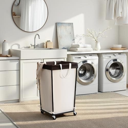 GRANNY SAYS 160L Rolling Laundry Basket, Laundry Hamper with Wheels, Large Laundry Cart with Removable Bag, Clothes Organization and Storage for Laundry Room, Bathroom, Bedroom, Beige - Thumbnail 5