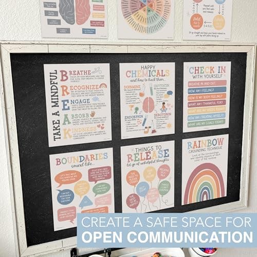 Hadley Designs 9 Mental Health Posters for Classroom - School Counselor Office Must Haves, Mental Health Therapy Office Decor, Growth Mindset Posters, Wheel of Feelings Chart, Boho Classroom Decor - Thumbnail 3