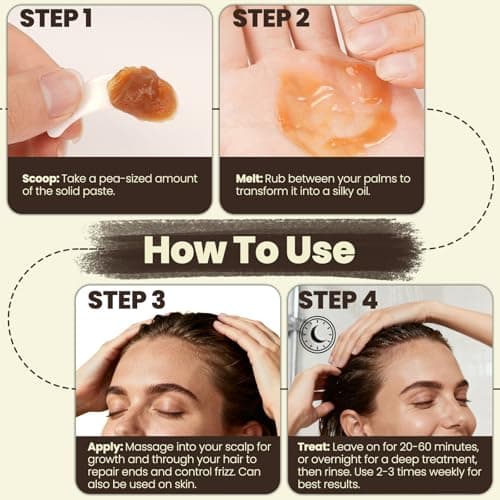 Batana Oil for Hair Growth, 100% Pure Organic Raw Batana Oil Paste from Honduras, Dr. Sebi Cold Pressed for Hair Thickness&Loss Prevention, Scalp Treatment to Repair Split Ends&Strengthen Hair, 4.23oz - Thumbnail 5
