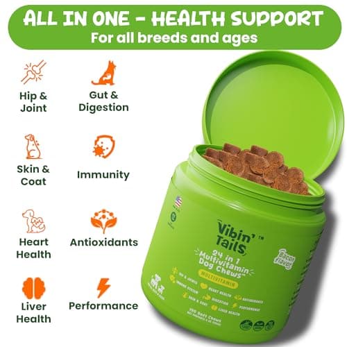 Vibin’ Tails 24-in-1 Dog Multivitamin, Glucosamine Chondroitin Hip & Joint Support, Probiotics & Omega-3, Skin & Coat - Puppy & Senior Chewable Dog Vitamins & Supplements Vet Formulated - 120ct Bacon - Thumbnail 5
