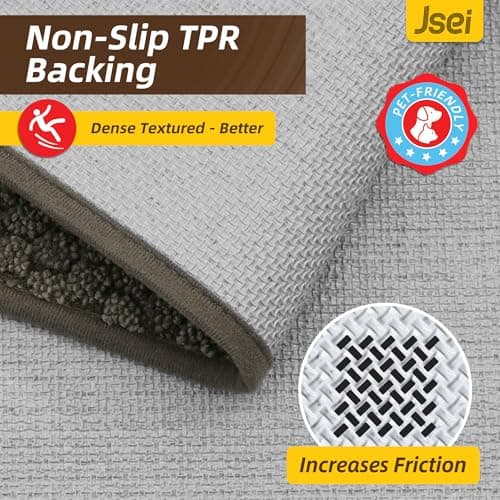 JSEI Dirt Trapper Door Mat 20"x32", Non-Slip Entryway Rugs Doormat Indoor, Washable Absorbent and Stain Resist Welcome Floor Mat for Front Door, Dog Door Mat, Dirty Wet Shoes & Paws, Greyish Brown - Thumbnail 5