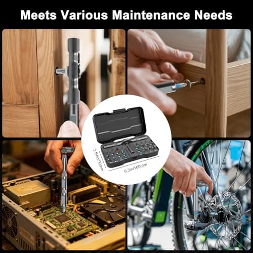 24 in 1 Magnetic Screwdriver Set, Ratchet Mini Screwdriver Set with Multi Bits, Portable Screwdriver Sets Detachable T Handle with Storage Case Repair Tool Kit for Furniture Computer Bicycle or DIY - Thumbnail 2